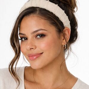Hairitage by Mindy McKnight Raw Edge Headband Beige Linen Textured Boho Hairband